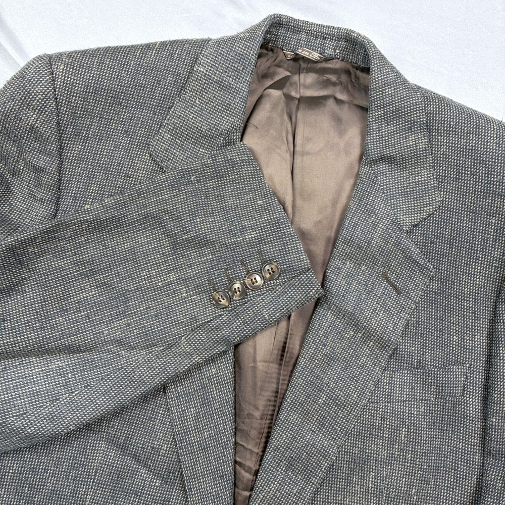 Ermenegildo Zegna Sport Coat Blazer Italy 40R Gray Brown Micro Check Silk Wool